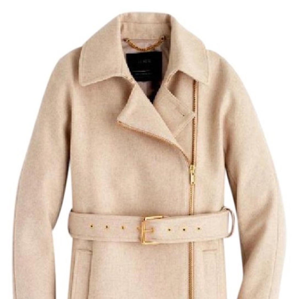 J. Crew belted zip trench new coat in wool melton.